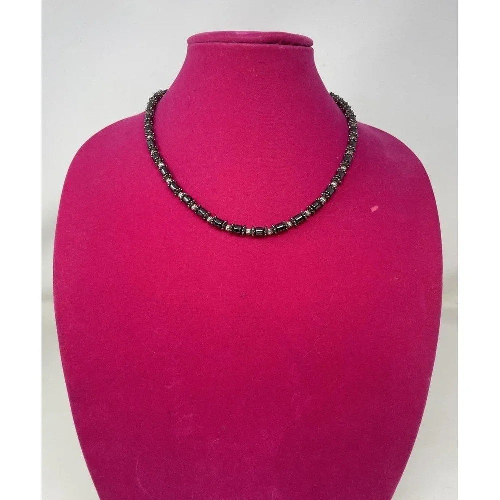 Vtg Natural Hematite Necklace 20
